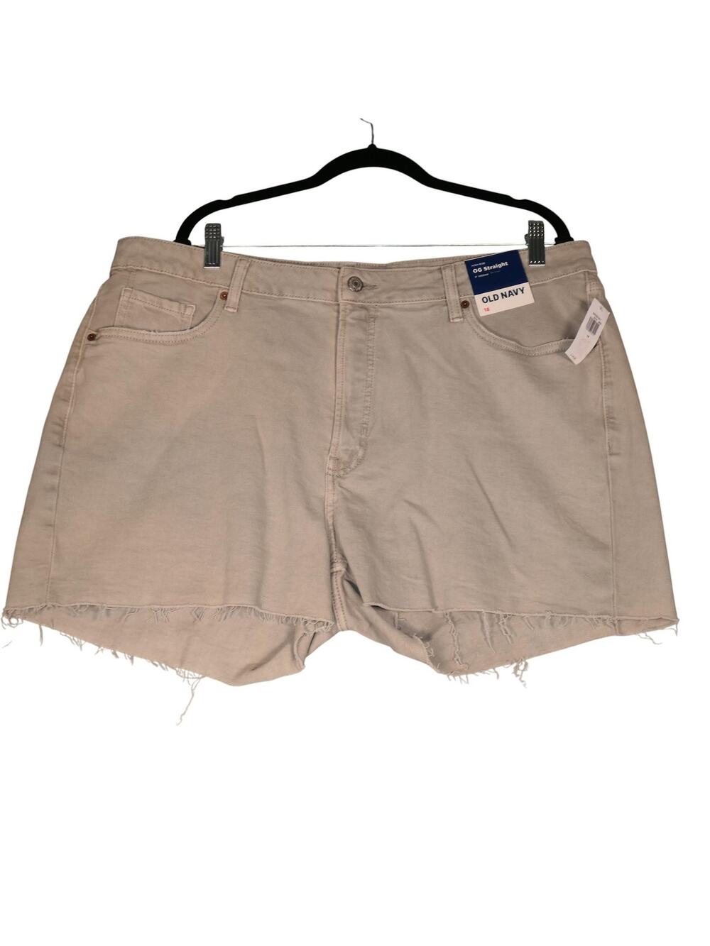 Old Navy Shorts Womens 18 Beige High Rise OG Straight 3" Inseam Raw Hem